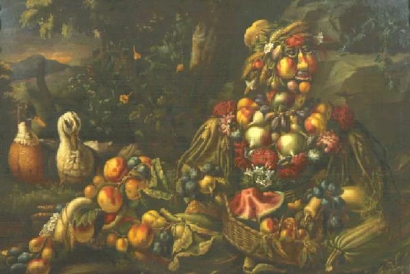 Arcimboldi Giuseppe - Natura morta con frutta e verdura di stagione, Pinacoteca Tosio Martinengo, Brescia, maniera